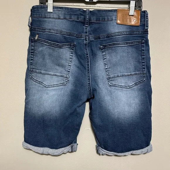 Guess Women'sBermuda Shorts Size 31 Blue Denim Drawstring Cuffed Rolled Hem Y2K - Picture 2 of 6